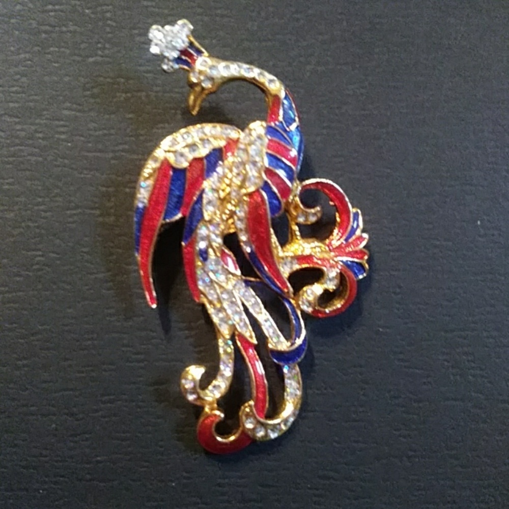 Enamel peacock brooch/pendant